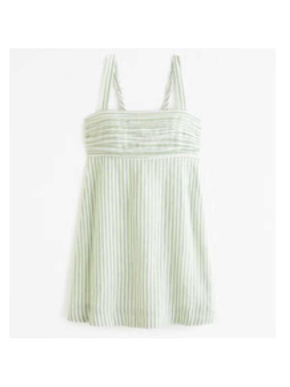 Sage Light Green Linen Blend Striped Sundress